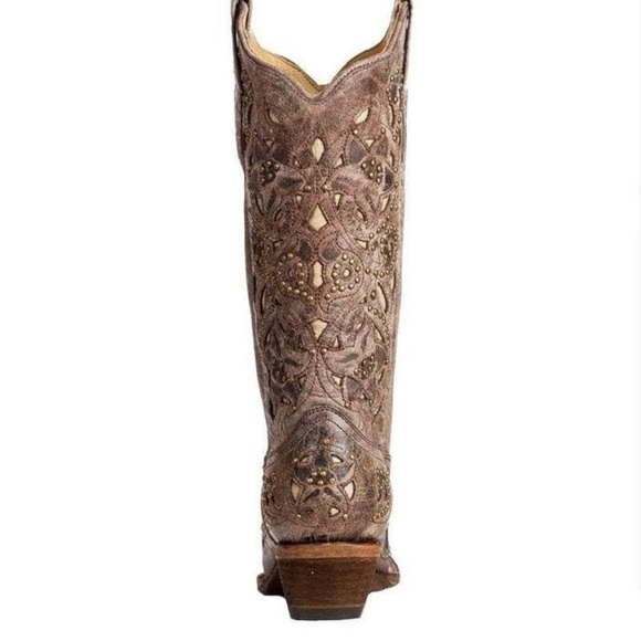 Corral Bone Inlay Studded Boot - Picture 3 of 5